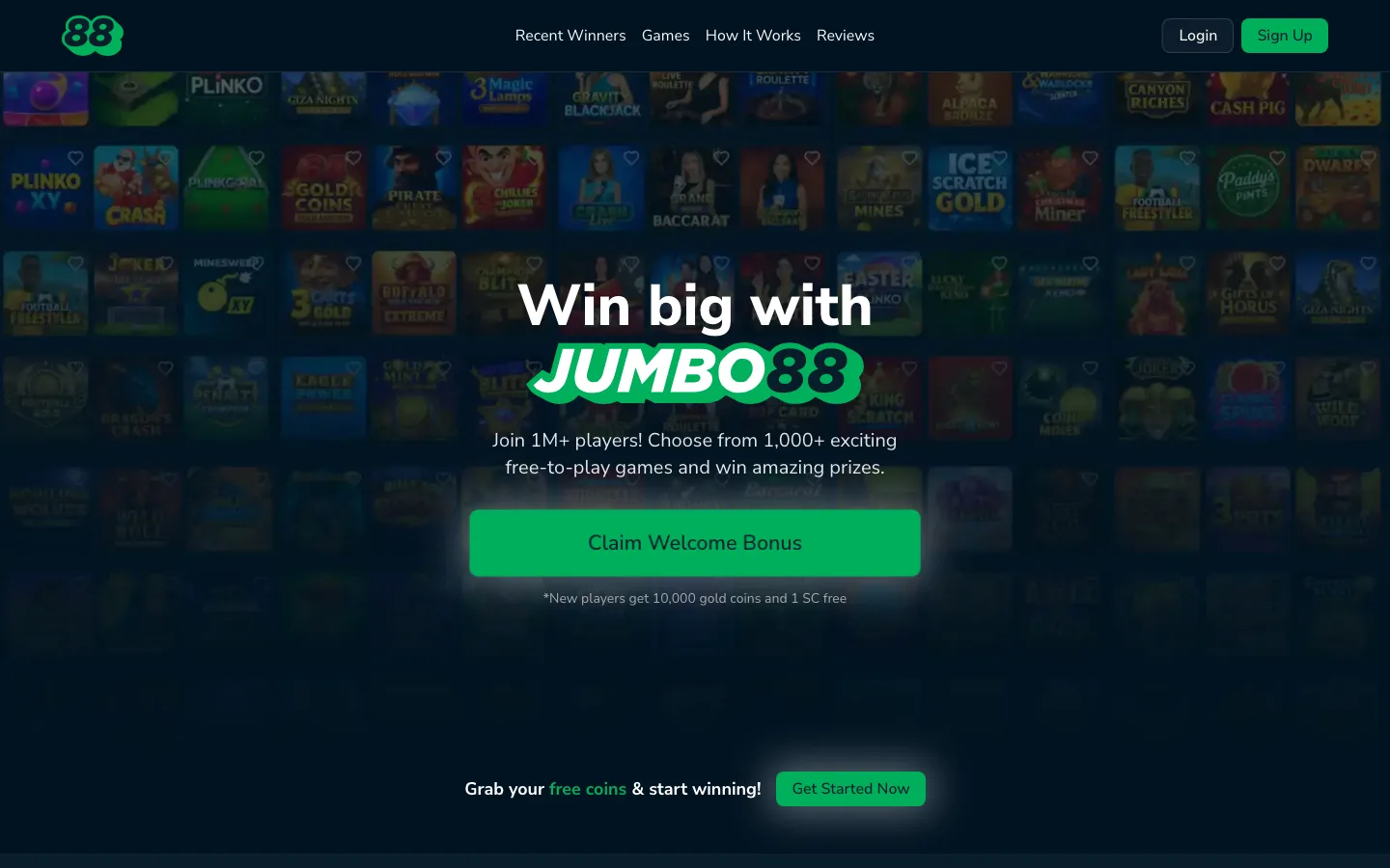 Screenshot of the Jumbo88 website